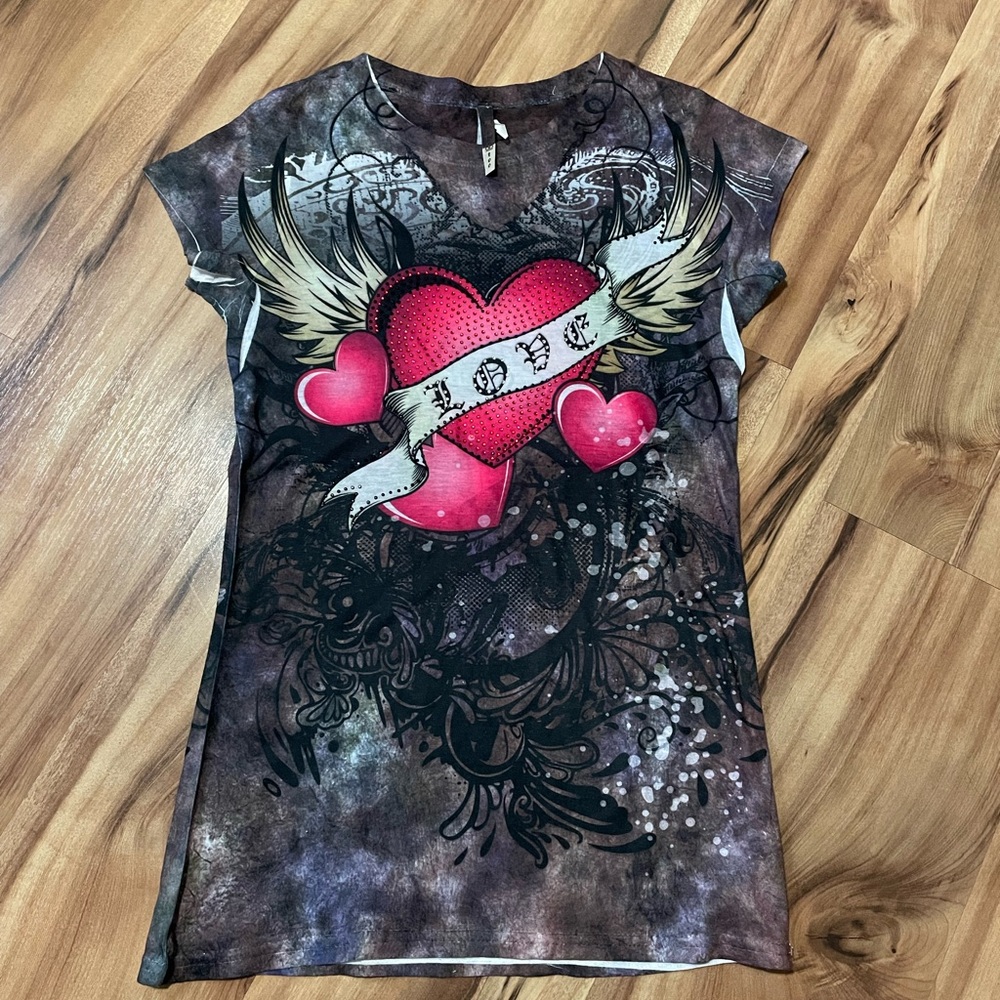 Y2K Hip Tee “Love” Tee Sz Med